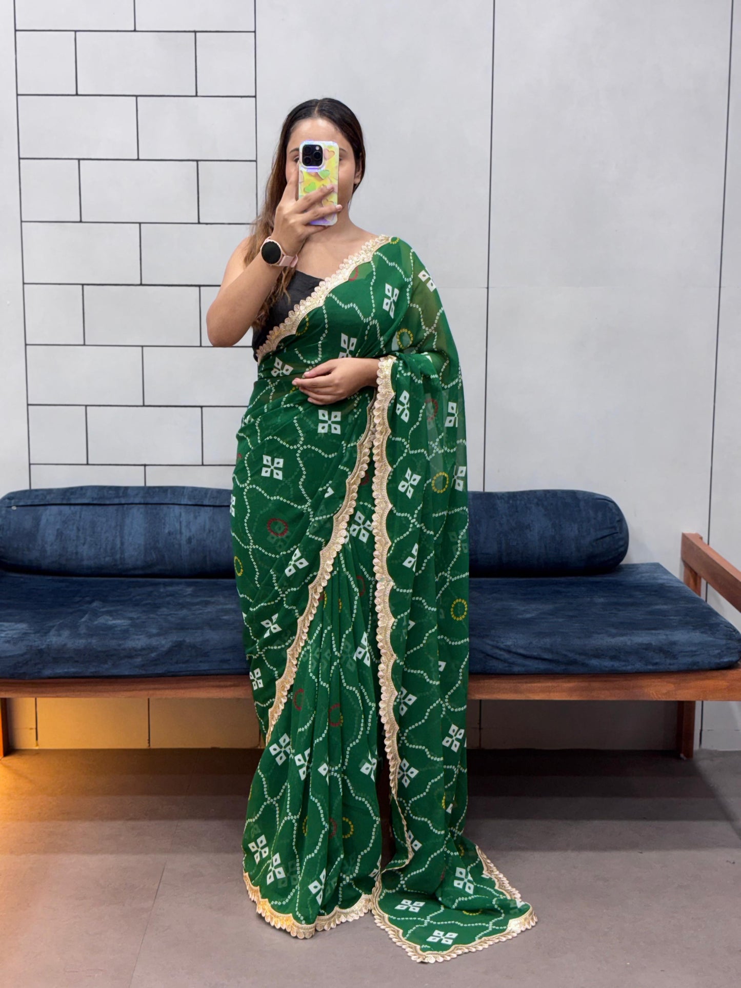 SPECIAL LERIYA PRINT BANDHEJ OFFICE WEAR SAREE
