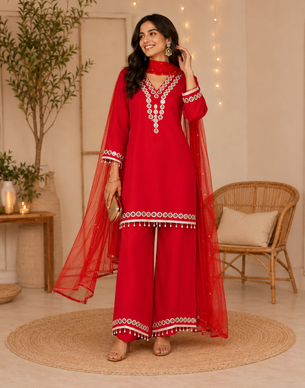 Summer Essentials: Pure Rayon Cotton Co-ord Set with Chiffon Dupatta