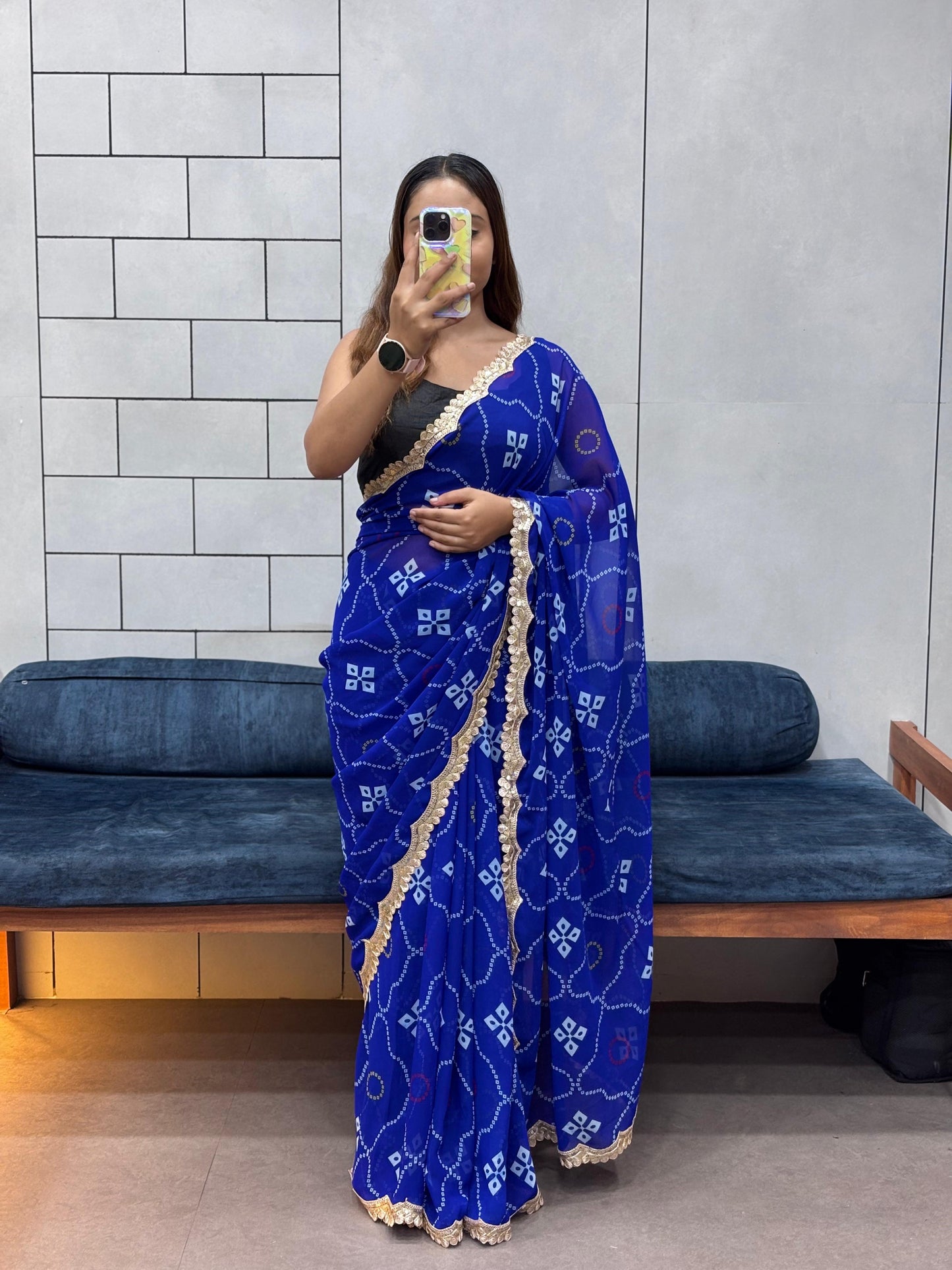 SPECIAL LERIYA PRINT BANDHEJ OFFICE WEAR SAREE