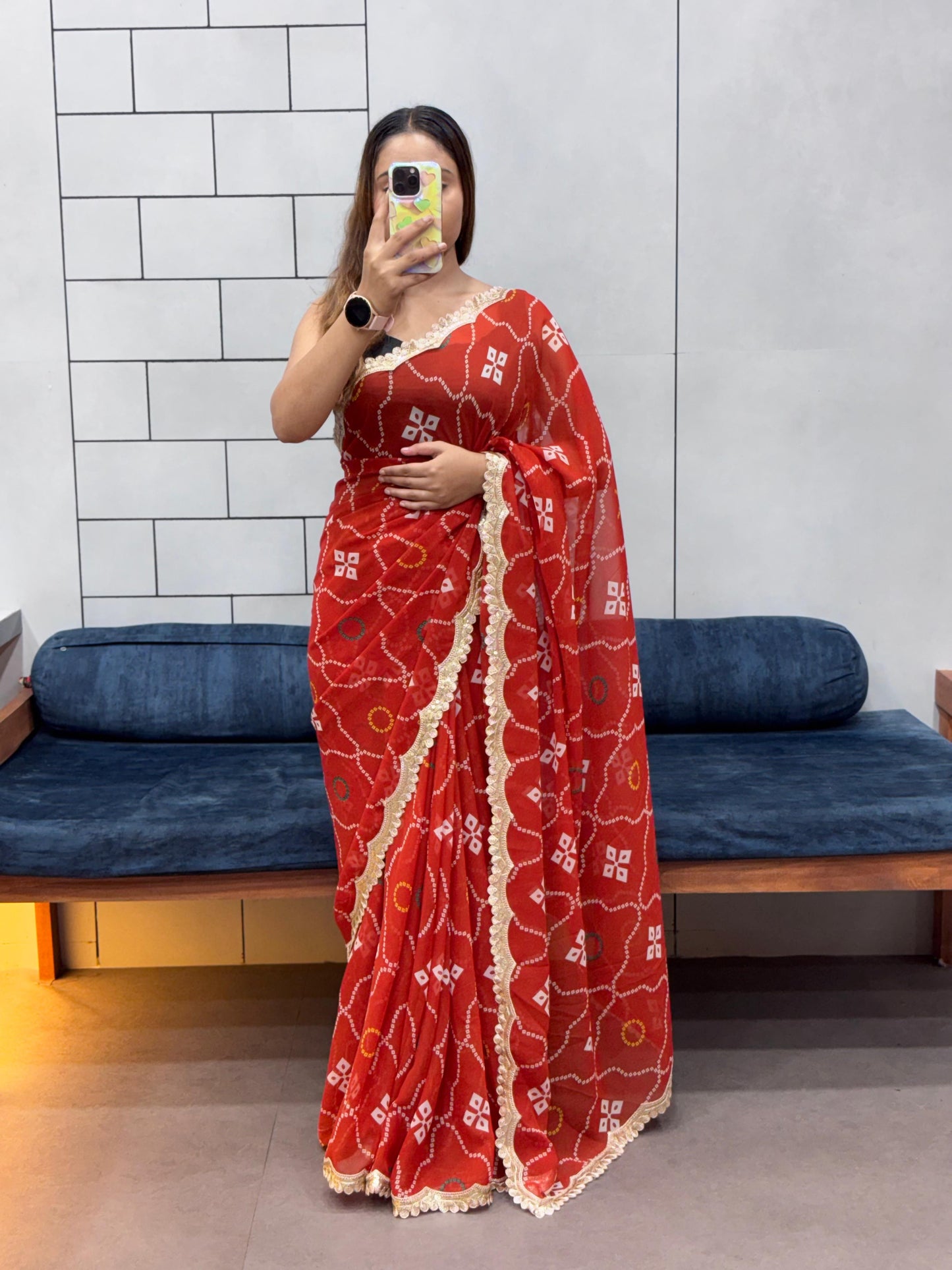 SPECIAL LERIYA PRINT BANDHEJ OFFICE WEAR SAREE