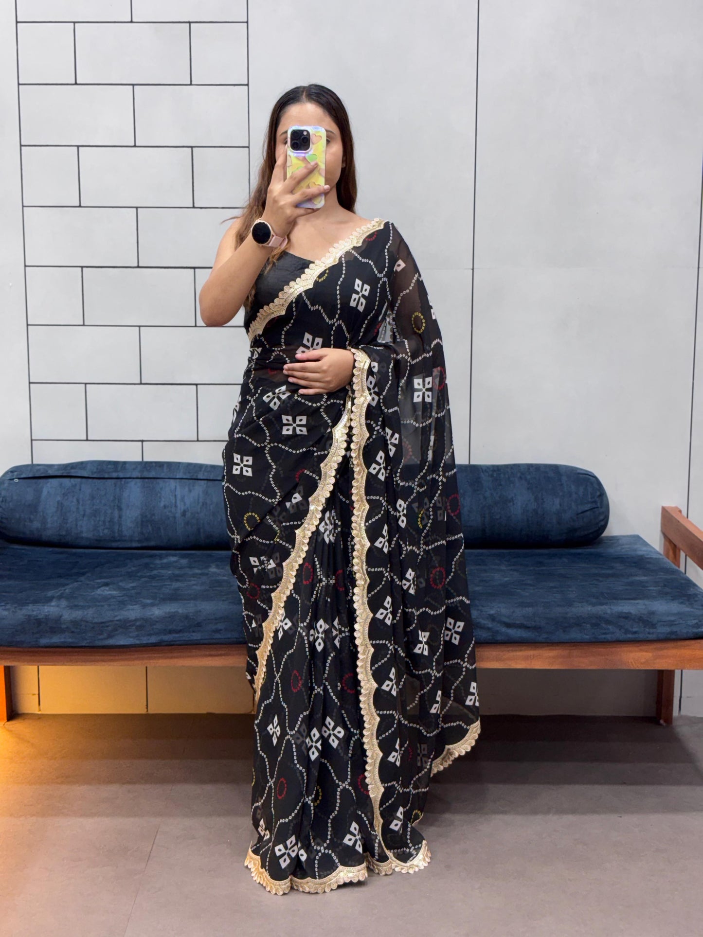 SPECIAL LERIYA PRINT BANDHEJ OFFICE WEAR SAREE