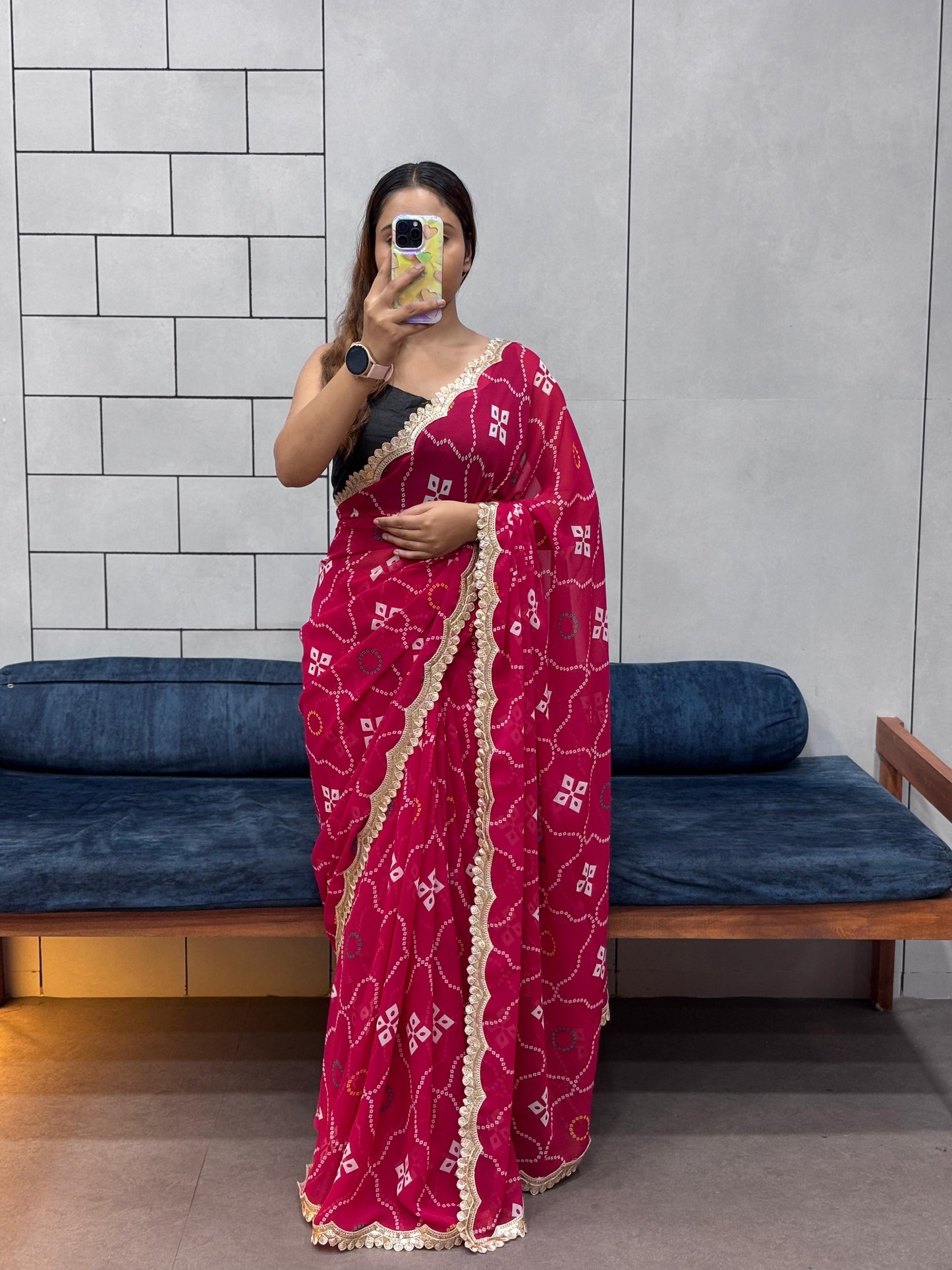 SPECIAL LERIYA PRINT BANDHEJ OFFICE WEAR SAREE