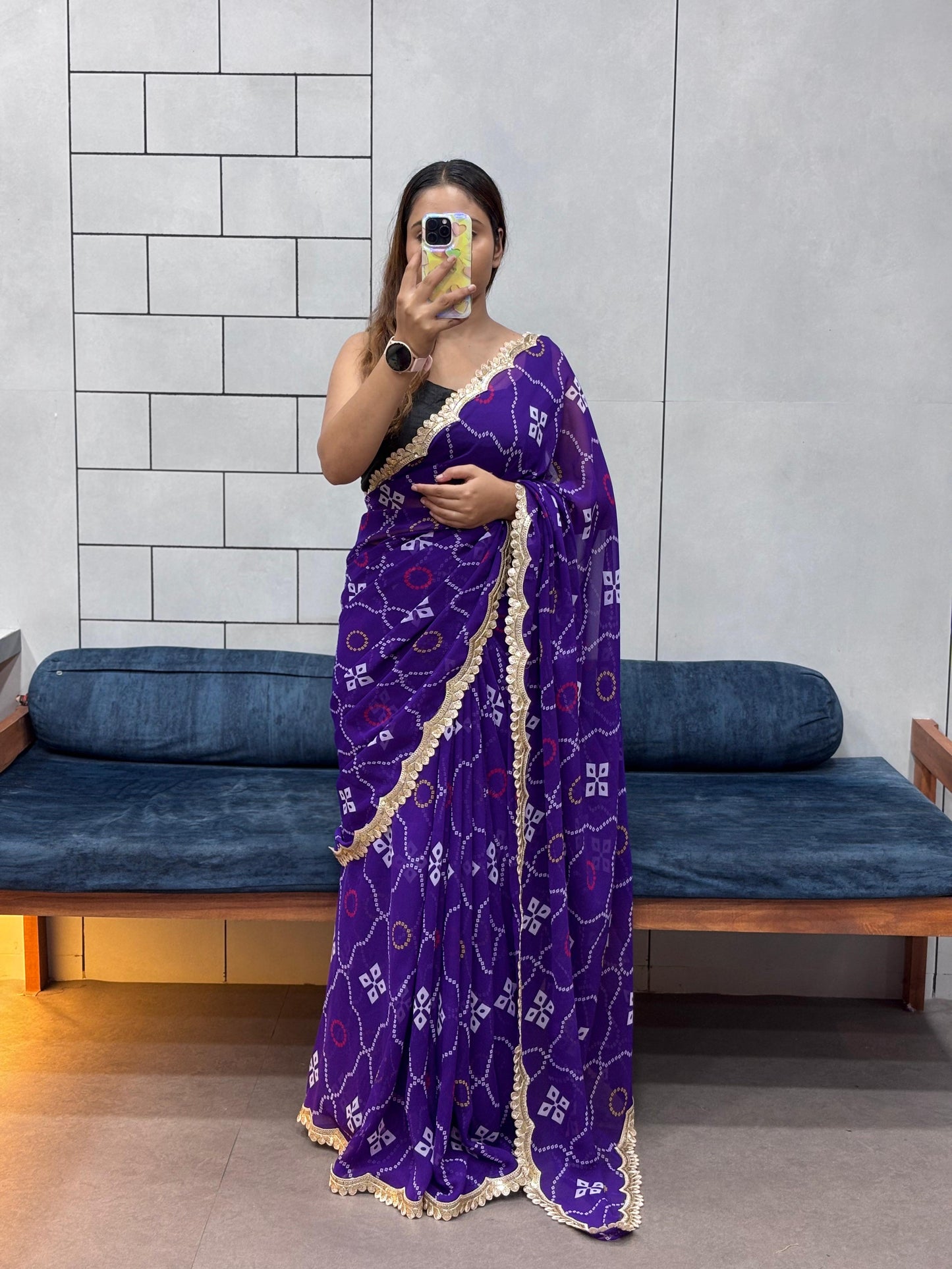 SPECIAL LERIYA PRINT BANDHEJ OFFICE WEAR SAREE