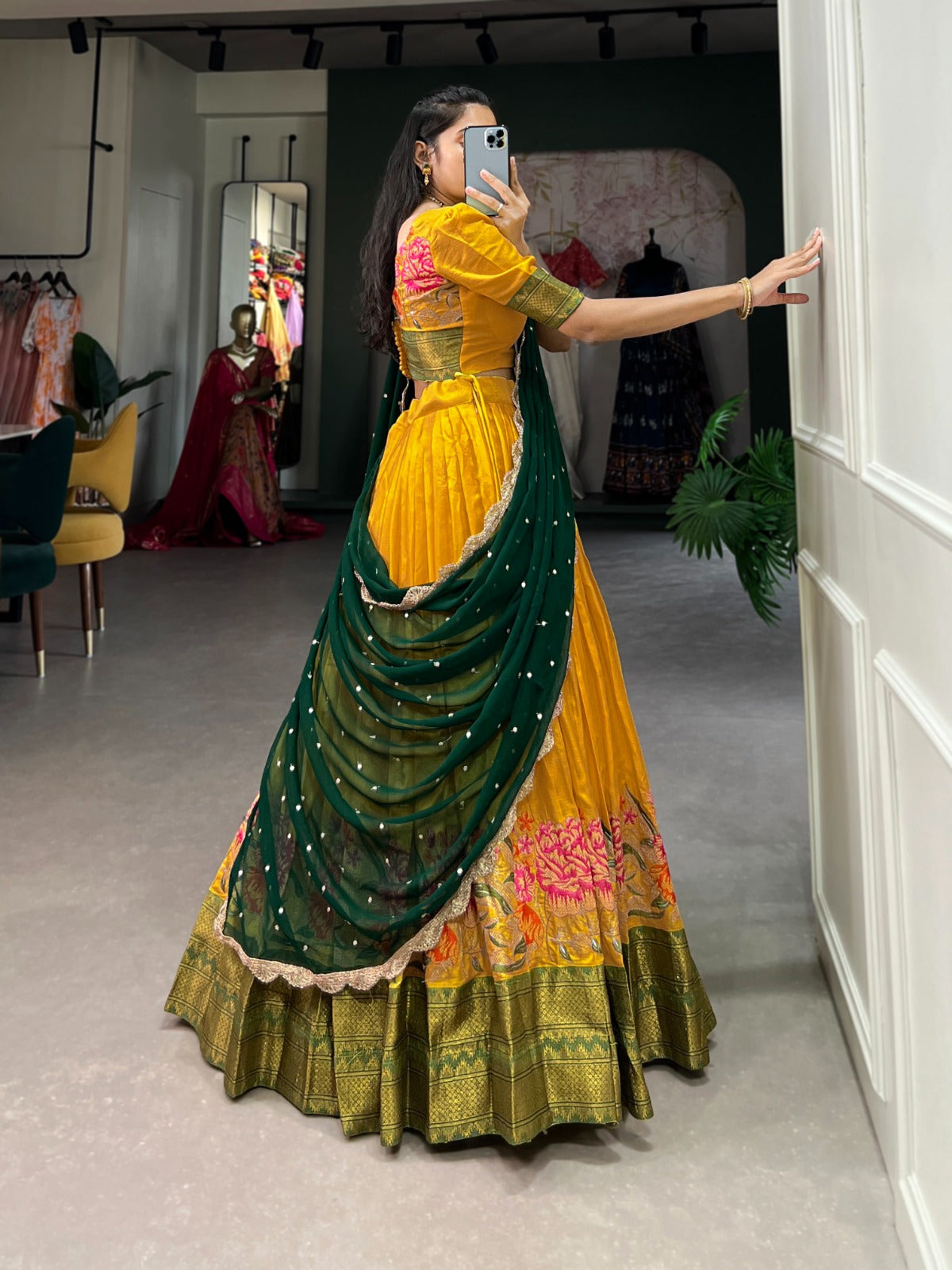 Mustard Cotton Silk Lehenga